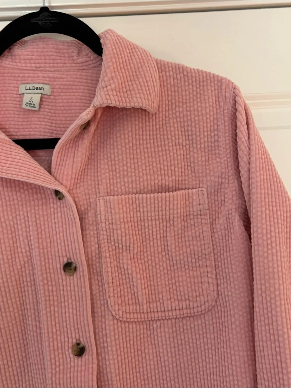 L.L. Bean Women’s Pink Corduroy Cotton Button-Up Shacket